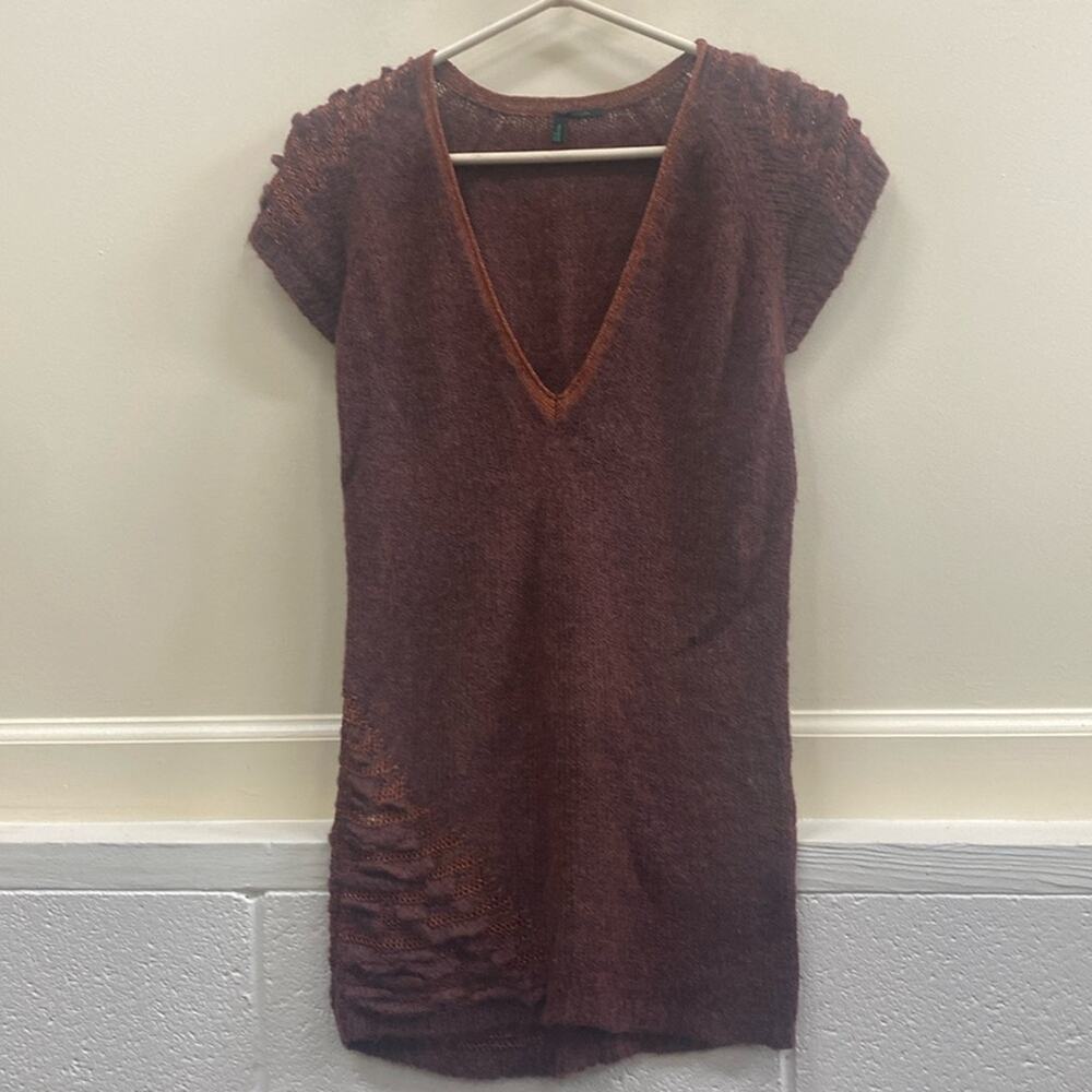 Stile Benetton brown and purple Small short sleeve long sweater